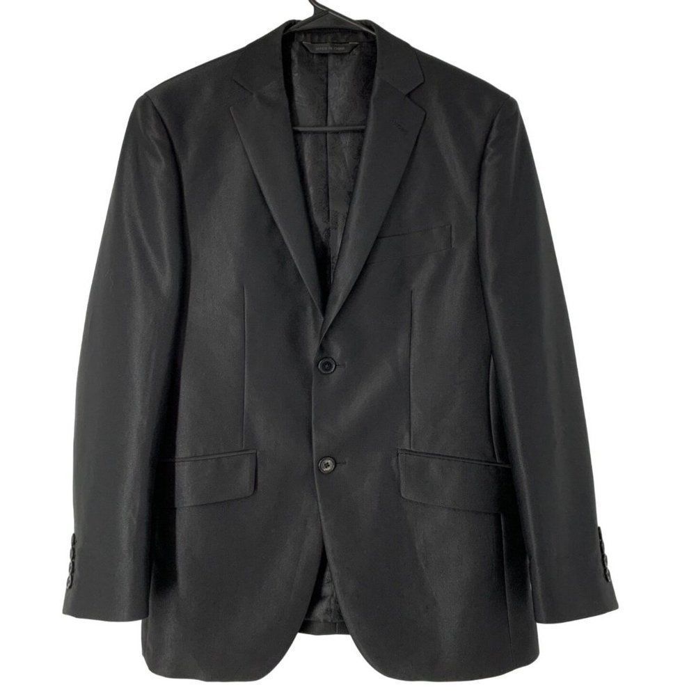 Men’ Gianni Uomo Black Satin Tux Jacket Special Event Size 38S Wedding 5159